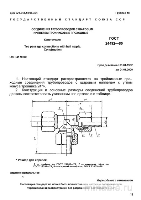 ГОСТ 24492-80: Шаровые ниппели тройниковые - Комплексный разбор