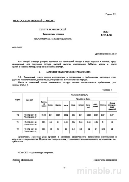 ГОСТ 17614-80: Теллур технический - Полный разбор и описание