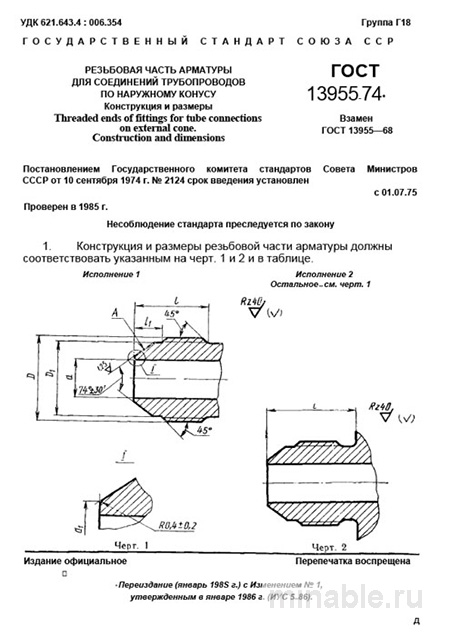 ГОСТ 13955-74: Резьба для арматуры (наружный конус) – Полный разбор