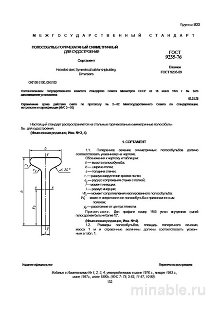 ГОСТ 9235-76 Полособульб горячекатаный симметричный для судостроения: Сортамент и Комплексный Разбор
